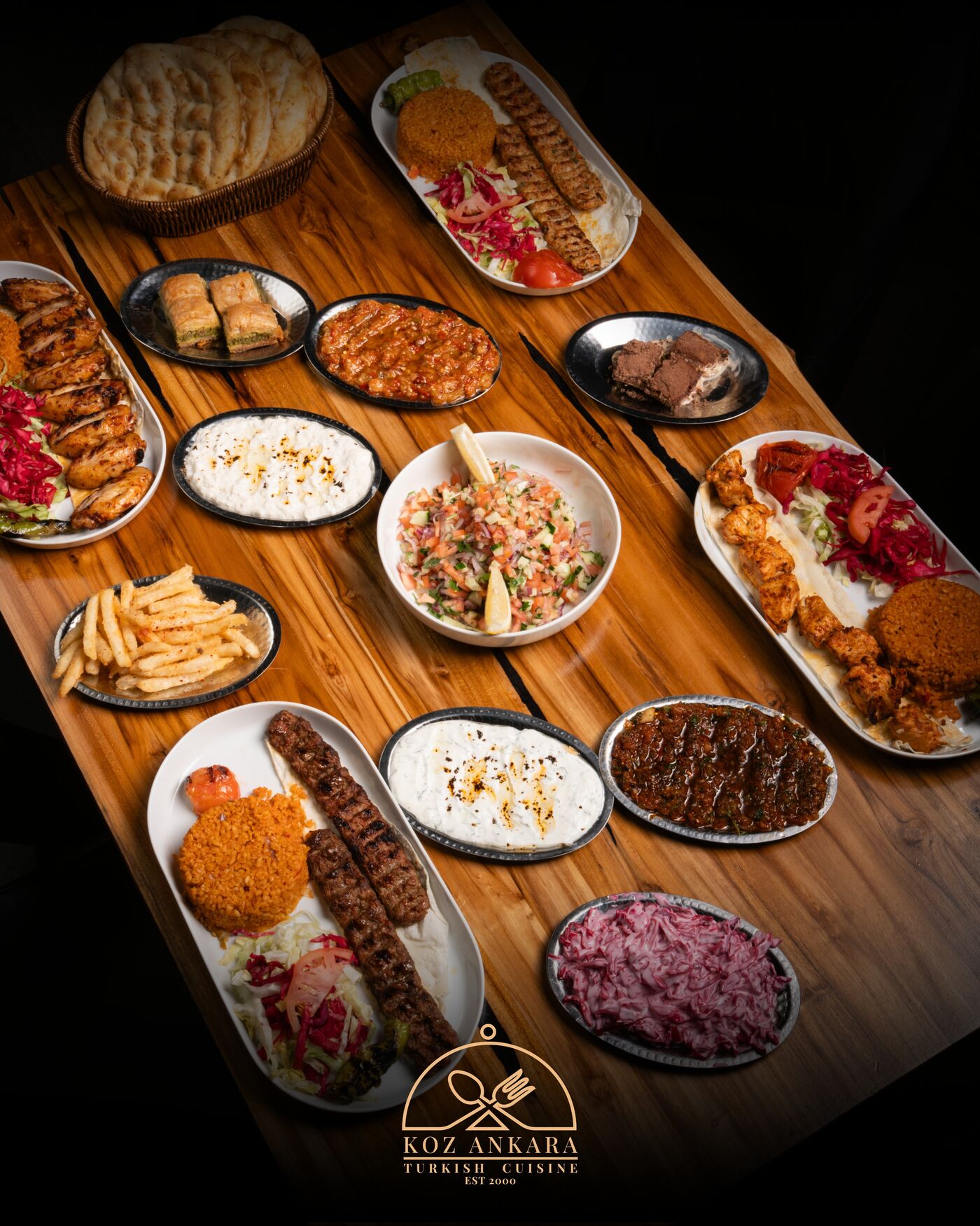 Köz Ankara meze and kebab table